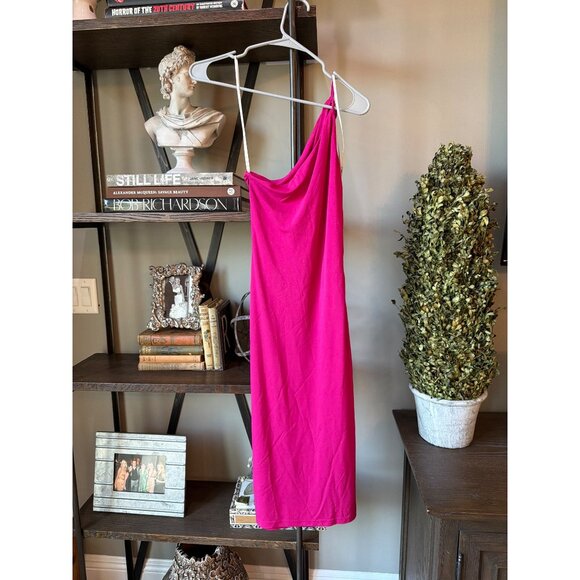 ET OCHS Ruth One Shoulder Midi Dress Pink Carmine Womens Size 2 - Picture 7 of 9
